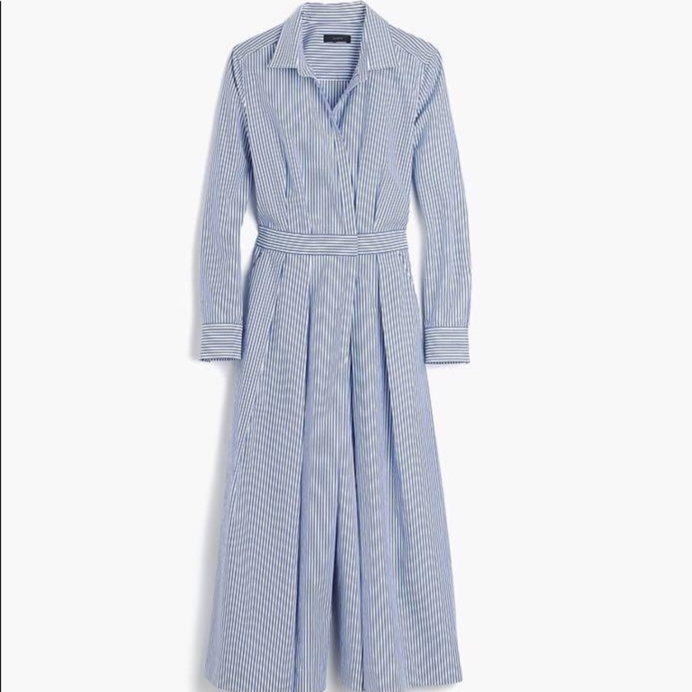 J. Crew Blue and White Striped Wide-Leg Jumpsuit